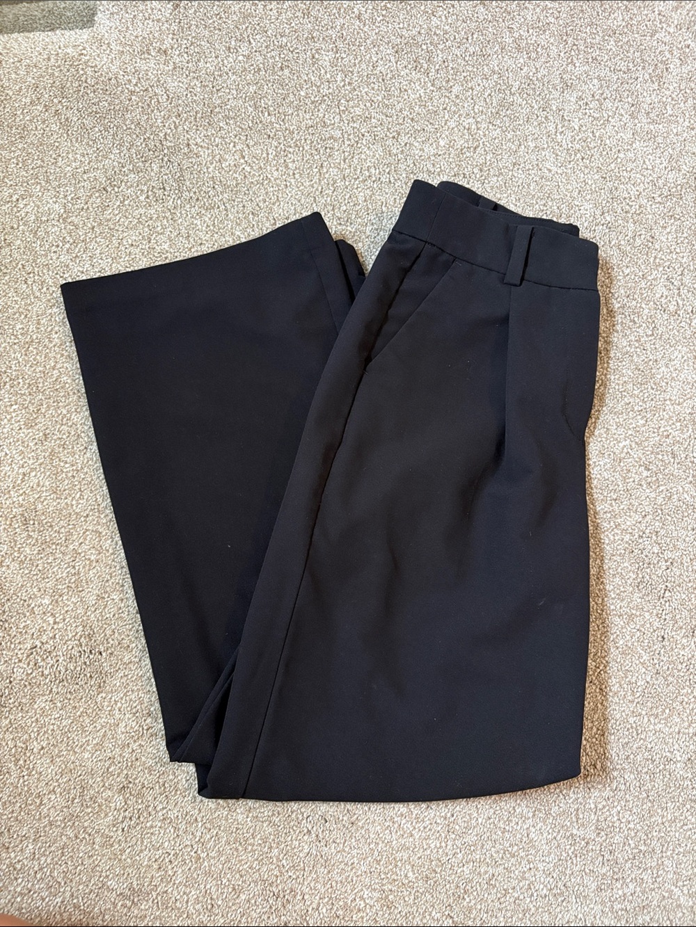 Loft Black High Rise Wide Leg Trouser - Size 0p